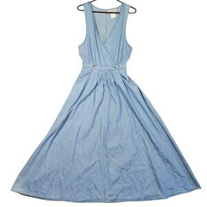 Vintage Willow Ridge Denim Dress Womens 14 Maxi Cottagecore Western 90s Prairie